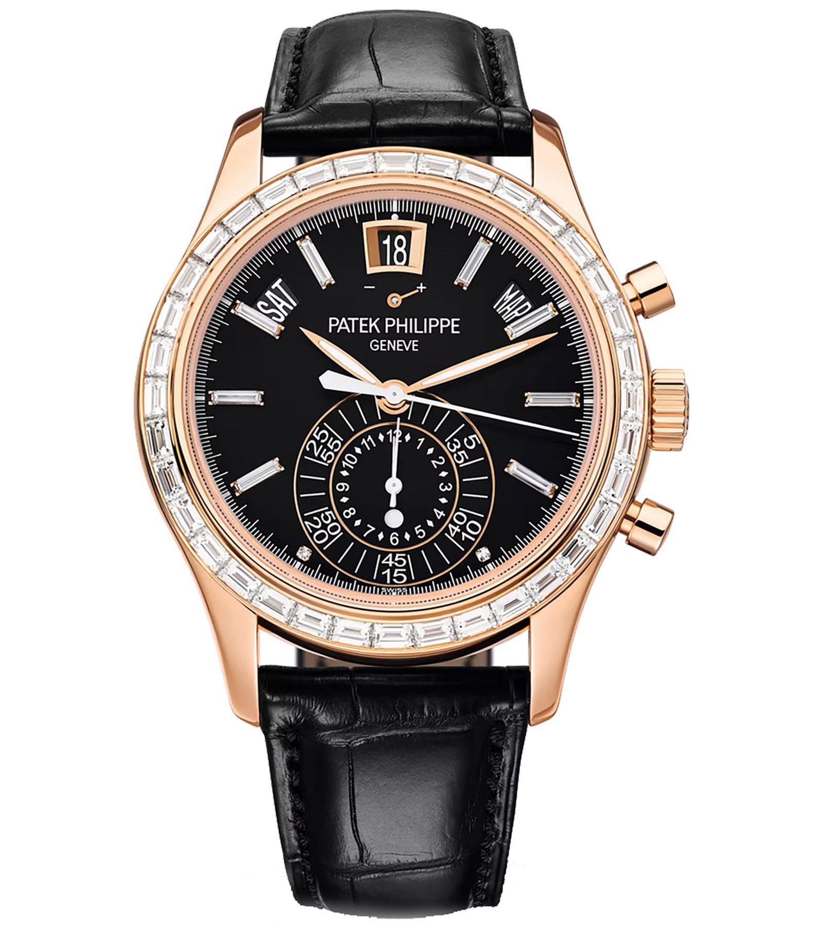 5961r-1.jpg 41mm Annual Calendar Chrono 18k Rose Gold Baguette Diamonds - 图片 1