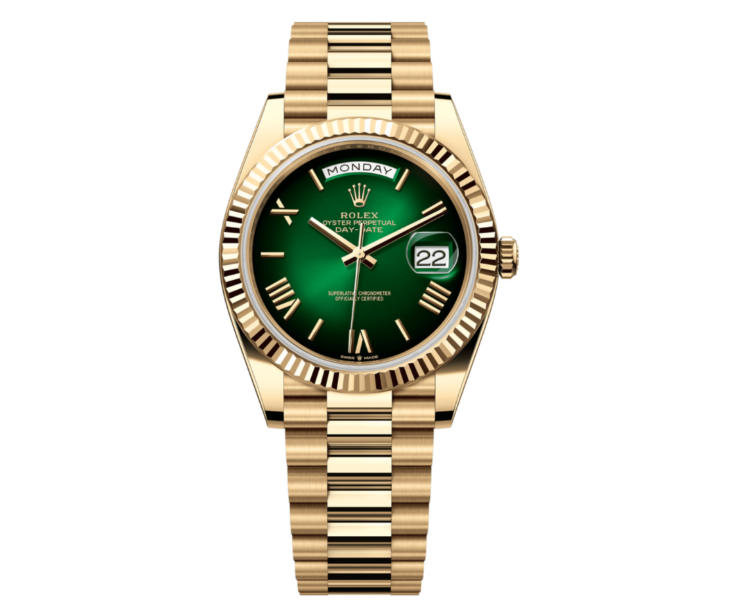 Pre-Owned-Rolex-Day-Date-40-Green-Ombre-Dial-228238-JD-Watches-NY.png Rolex Day-Date 40 Green Ombre Dial – 228238 - 图片 1